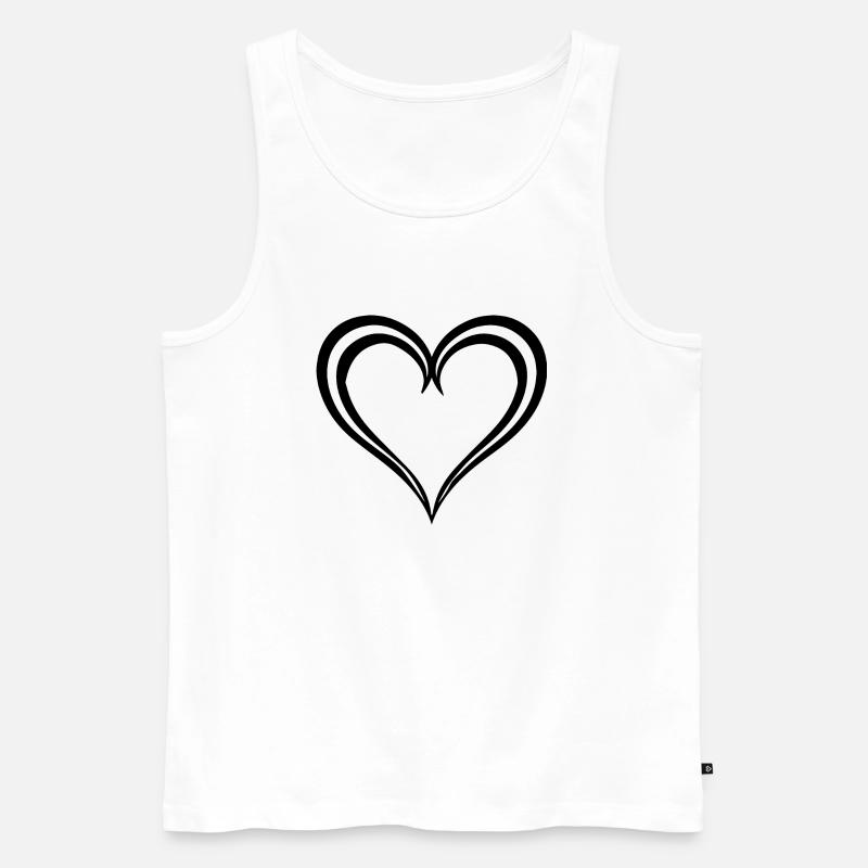 Herz - Männer Premium Bio Tank Top - Weiß