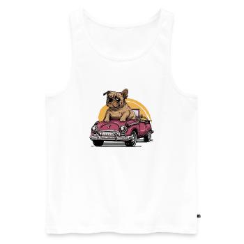 Dog Bulldog Animals Puppy Cute Dog Watercolor Art - Men's Premium Organic Tank Top - white - Front - AI Model Male 178 light (178cm)