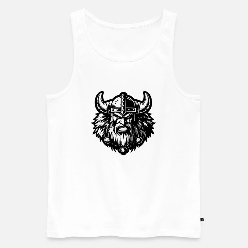 Mächtiger Wikingerkrieger Version 5 - Männer Premium Bio Tank Top - Weiß