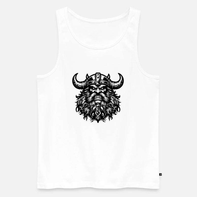 Mächtiger Wikingerkrieger Version 4 - Männer Premium Bio Tank Top - Weiß