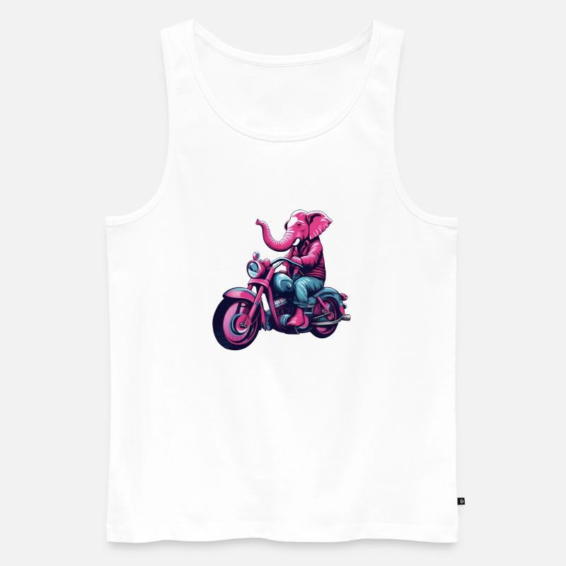 Rosa Elefant Biker - Männer Premium Bio Tank Top - Weiß