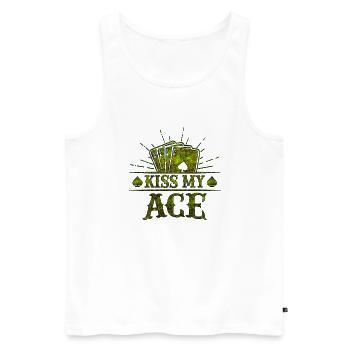 Kiss My Ace jeu de poker jeu de cartes casino club jouer - Débardeur bio Premium Homme - blanc - Devant - Michal (187cm)