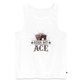 Kiss My Ace jeu de poker jeu de cartes casino club jouer - Débardeur bio Premium Homme - blanc - Devant - Michal (187cm)