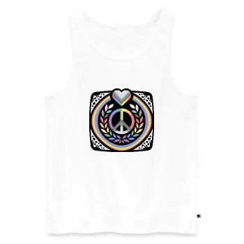 LGBT Pride Love Heart Tolerance Rainbow Flag - Men's Premium Organic Tank Top - white - Front - Michal (187cm)