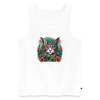 Tattoo / Animal / Art / Cool / Comic / Cat - Men's Premium Organic Tank Top - white - Front - Michal (187cm)