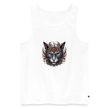 Tattoo / Animal / Art / Cool / Comic / Cat - Men's Premium Organic Tank Top - white - Front - Michal (187cm)