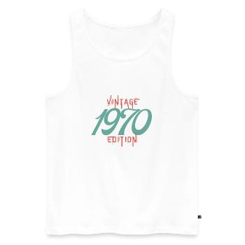 Vintage-Ausgabe aus den 1970er Jahren - Männer Premium Bio Tank Top - Weiß - Vorne - Michal (187cm)