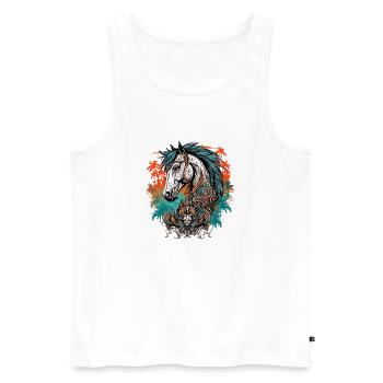 Tattoo / Tier / Kunst / cool / Comic / Pferd - Männer Premium Bio Tank Top - Weiß - Vorne - Michal (187cm)