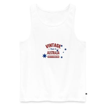 Vintage Made in Australia Blue Stars and Flag - Men's Premium Organic Tank Top - white - Front - Michal (187cm)