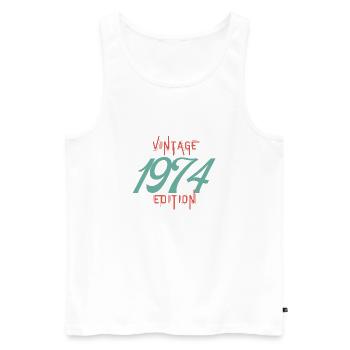 Jahrgang Ausgabe 1974 - Männer Premium Bio Tank Top - Weiß - Vorne - Michal (187cm)