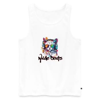 Kopfhörer / Audio / Musik / Klang / cool - Männer Premium Bio Tank Top - Weiß - Vorne - Michal (187cm)