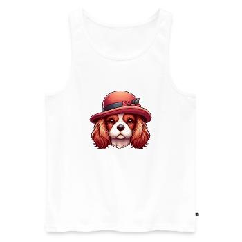 Cavalier King Charles chien mignon chapeau rouge - Débardeur bio Premium Homme - blanc - Devant - Michal (187cm)