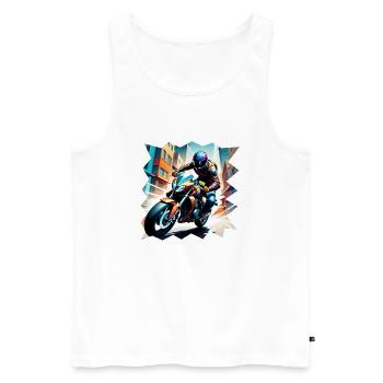 Motorrad Rennfahrer - Männer Premium Bio Tank Top - Weiß - Vorne - Michal (187cm)