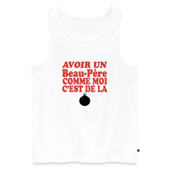 Schwiegervater DER BOMBE - Männer Premium Bio Tank Top - Weiß - Vorne - AI Model Male 178 light (178cm)
