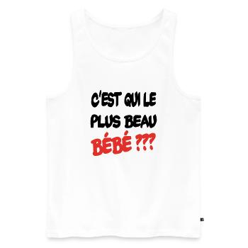 C'est qui le plus beau bébé ? - Débardeur bio Premium Homme - blanc - Devant - Michal (187cm)