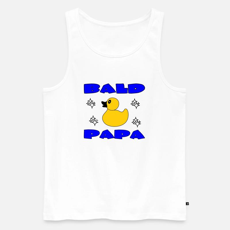 KAHLKÖPFIGER PAPA - Männer Premium Bio Tank Top - Weiß