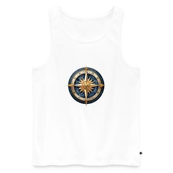 Kompass V3 - Männer Premium Bio Tank Top - Weiß - Vorne - Michal (187cm)