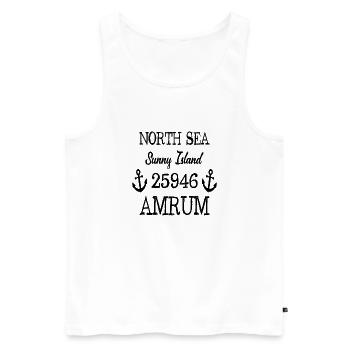 Amrum - 25946 - Nordsee Insel - Männer Premium Bio Tank Top - Weiß - Vorne - Michal (187cm)