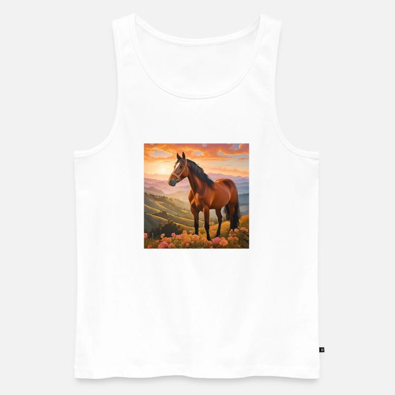 Pferdekunst - Männer Premium Bio Tank Top - Weiß