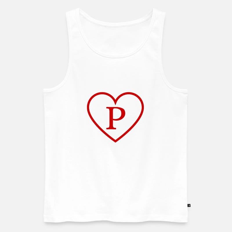 Buchstabe p rotes Herz - Männer Premium Bio Tank Top - Weiß
