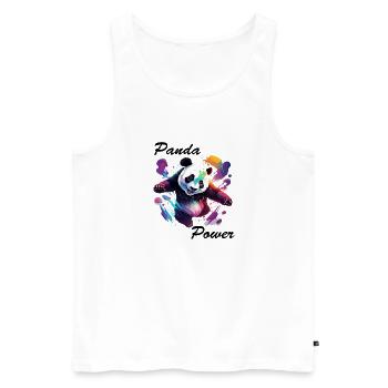 Panda / Animal / Zoo / Bamboo / Wild / Childlike - Men's Premium Organic Tank Top - white - Front - Michal (187cm)