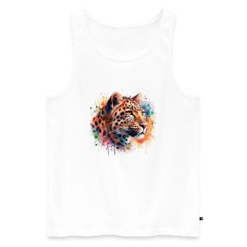 Leopard im Aquarell - Männer Premium Bio Tank Top - Weiß - Vorne - AI Model Male 178 light (178cm)