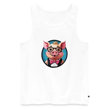 Funny Pig Comic - Men's Premium Organic Tank Top - white - Front - AI Model Male 178 light (178cm)