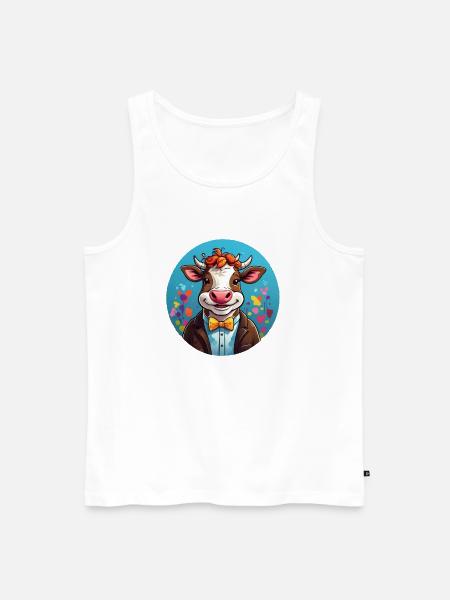 Funny Cow Comic - Men's Premium Organic Tank Top - white