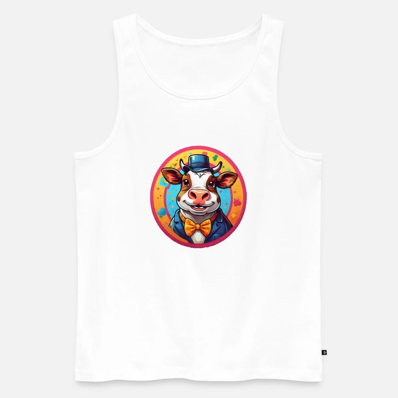 Lustige Kuh Comic - Männer Premium Bio Tank Top - Weiß
