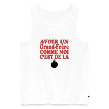 Großer Bruder DER BOMBE 333889 - Männer Premium Bio Tank Top - Weiß - Vorne - AI Model Male 178 light (178cm)