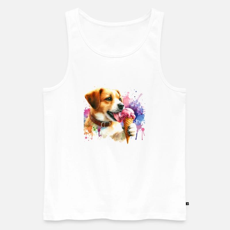 Hund isst Eis - Männer Premium Bio Tank Top - Weiß