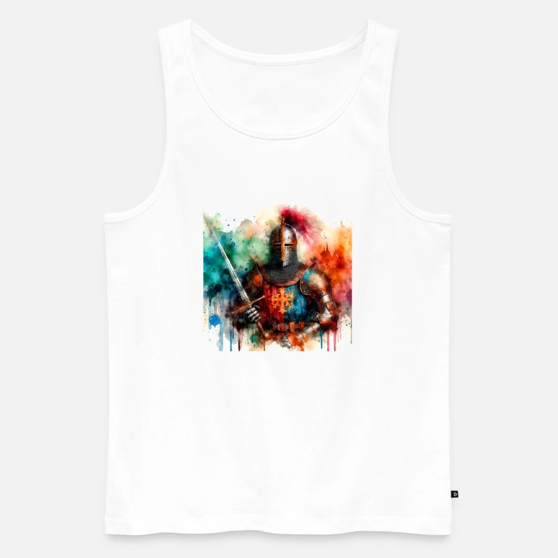 Mittelalterlicher Ritter - Männer Premium Bio Tank Top - Weiß