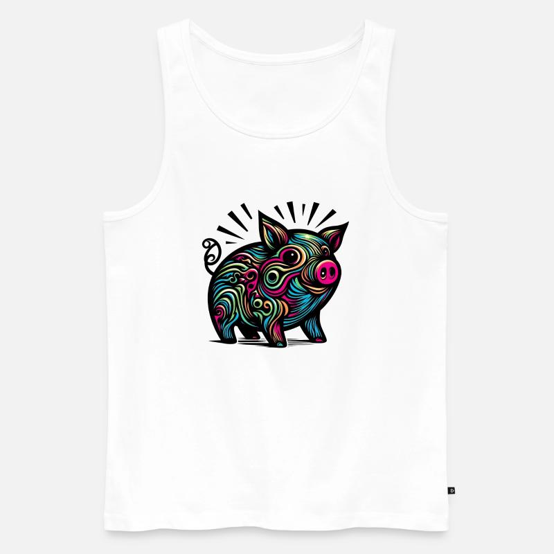 Buntes Schwein - Männer Premium Bio Tank Top - Weiß