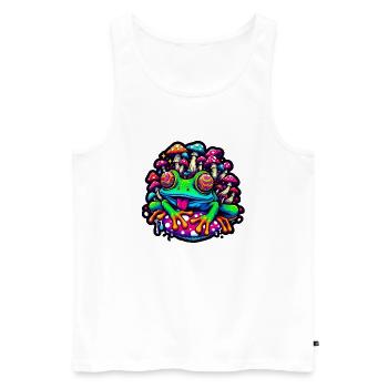 Psychedelischer Frosch mit Pilzen - Männer Premium Bio Tank Top - Weiß - Vorne - AI Model Male 178 light (178cm)