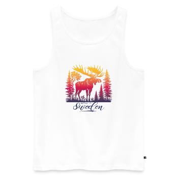Suède Suède Viking Nordique Scandinavie Solstice d’été - Débardeur bio Premium Homme - blanc - Devant - Michal (187cm)
