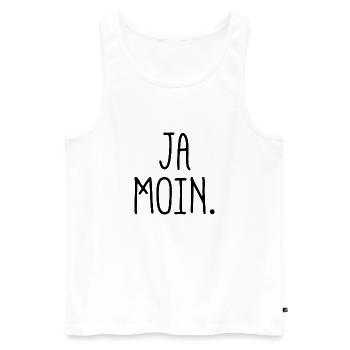 Ja Moin! - Guten Morgen - Nordsee - Ostsee - Anker - Männer Premium Bio Tank Top - Weiß - Vorne - Michal (187cm)