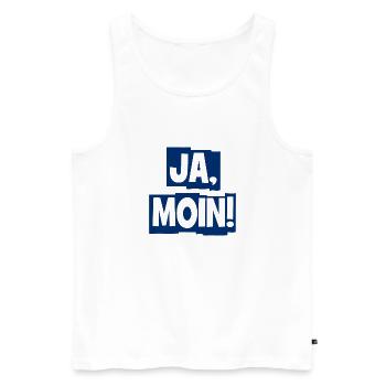 Ja Moin! - Guten Morgen - Nordsee - Ostsee - Anker - Männer Premium Bio Tank Top - Weiß - Vorne - Michal (187cm)