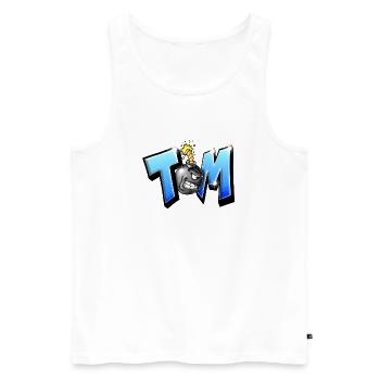 Graffiti Name TOM Printable on everything! - Men's Premium Organic Tank Top - white - Front - AI Model Male 178 light (178cm)