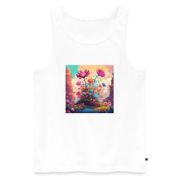 Flowers 3 - Männer Premium Bio Tank Top - Weiß - Vorne - Michal (187cm)