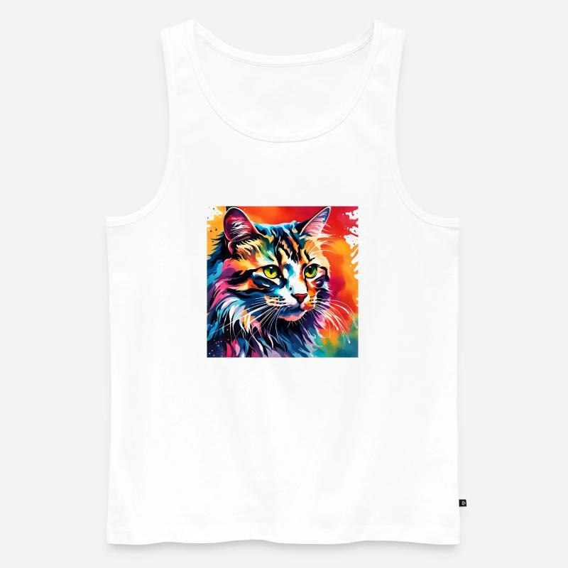 Bunte Katze - Männer Premium Bio Tank Top - Weiß
