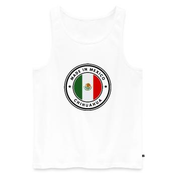 Hergestellt in Mexiko Chihuahua Emblem - Männer Premium Bio Tank Top - Weiß - Vorne - Michal (187cm)