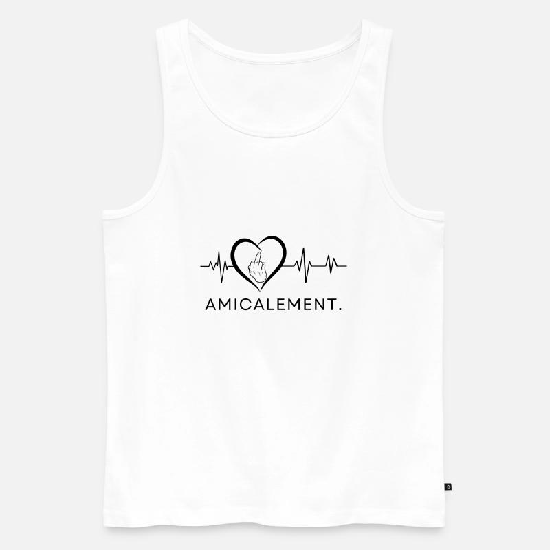 Herzschlag herzlicher Mittelfinger - Männer Premium Bio Tank Top - Weiß