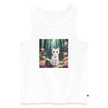 Anime Woodland Kitten - Men's Premium Organic Tank Top - white - Front - Michal (187cm)