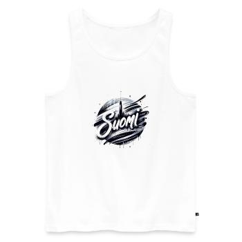 Suomi Finlande Finlande - Débardeur bio Premium Homme - blanc - Devant - AI Model Male 178 light (178cm)