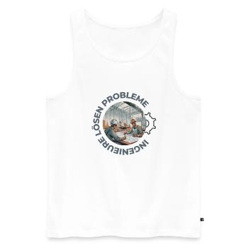 Ingenieure lösen Probleme - Männer Premium Bio Tank Top - Weiß - Vorne - AI Model Male 178 light (178cm)