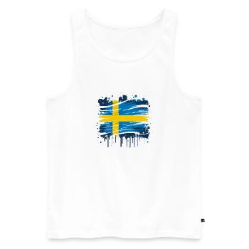 Sverige Sweden Flag Schweden Flagge - Men's Premium Organic Tank Top - white - Front - AI Model Male 178 light (178cm)