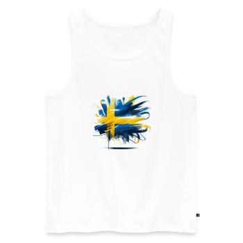 Sverige Sweden Flag Schweden Flagge - Men's Premium Organic Tank Top - white - Front - AI Model Male 178 light (178cm)