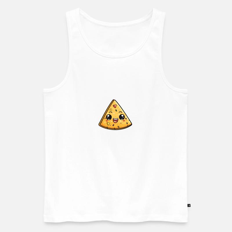Lächelnder Nacho Chip - Männer Premium Bio Tank Top - Weiß