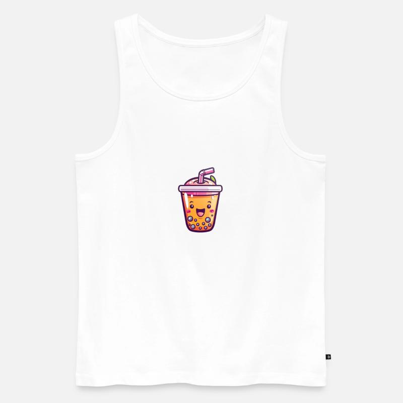 Fröhlicher Bubble Tea - Männer Premium Bio Tank Top - Weiß