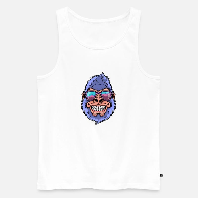 Gorilla mit Sonnenbrille - Männer Premium Bio Tank Top - Weiß